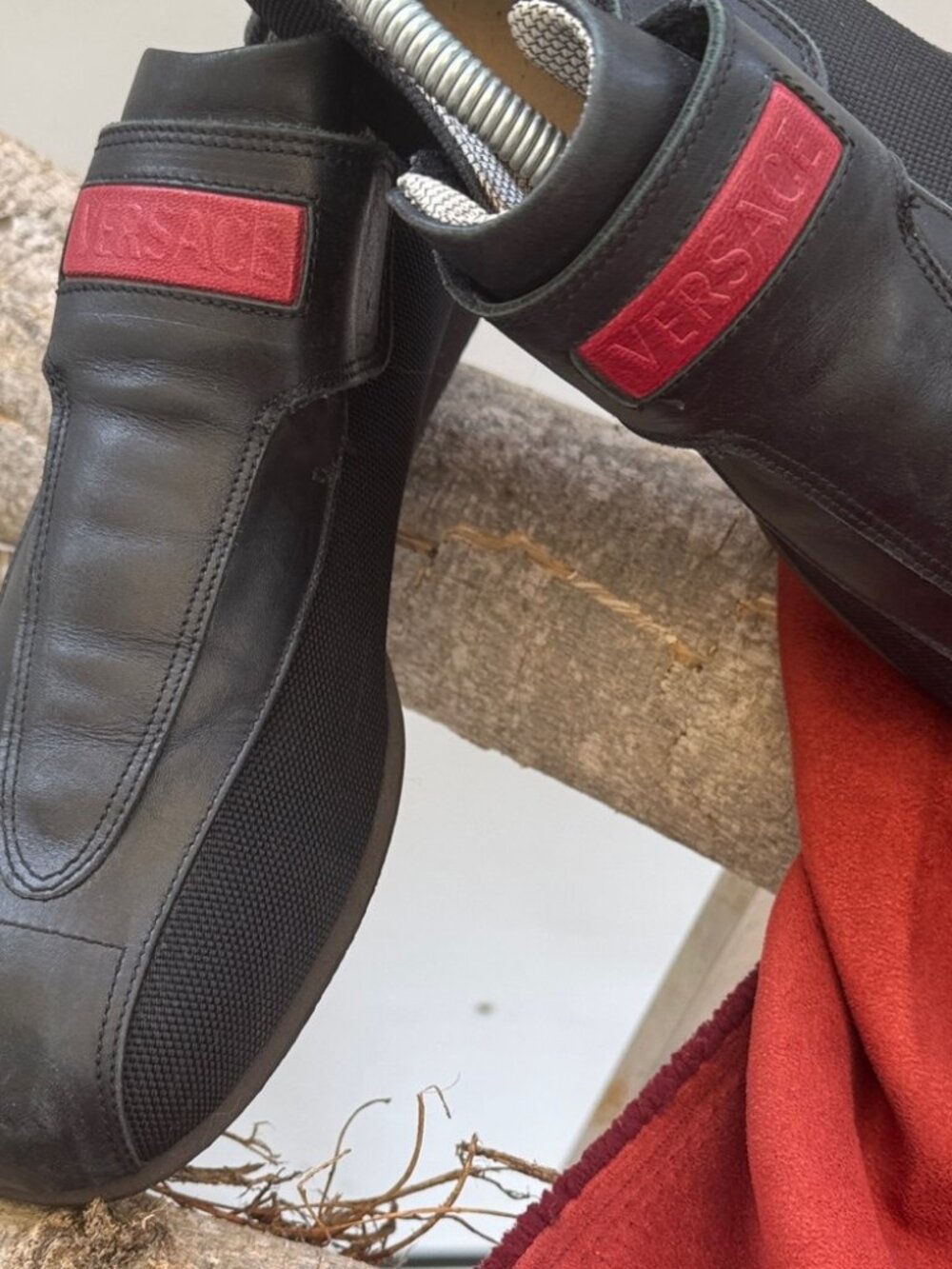 Vintage Versace Black and Red Men's Loafers - Picture 2 of 3